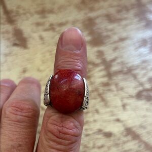 Vintage Hawaiian Coral Sterling Ring
